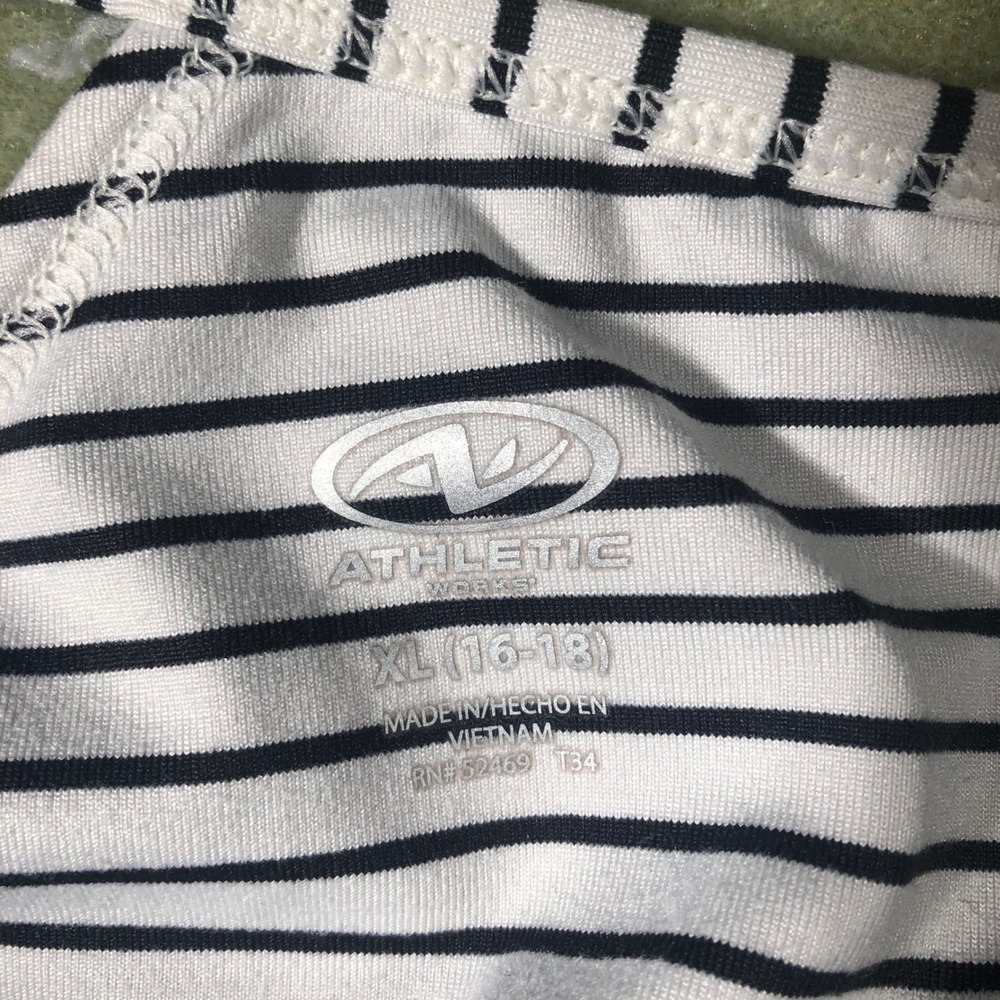 Athletic Works Active Dress Women XL White Black Striped Racerback Summer - Picture 2 of 15